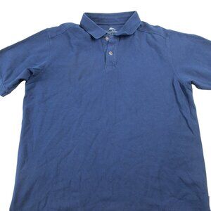 Tommy Bahama Polo Shirt Mens Large Navy Golf Performance Short Sleeve Side Slit
